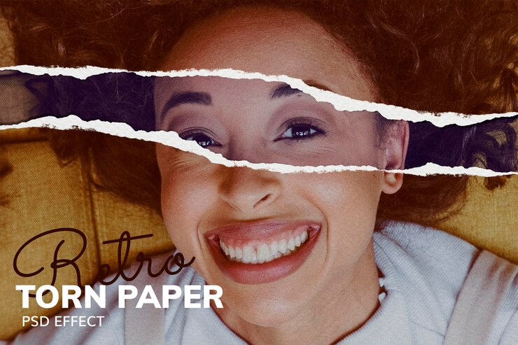 Free PSD torn paper psd texture effect photoshop add-on remixed media