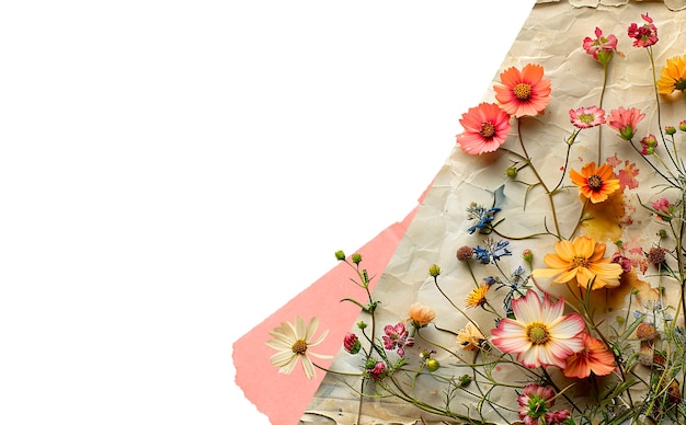 Torn paper with flowers isolated