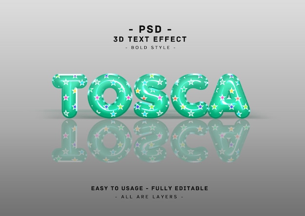Tosca 3d 풍선 거울 텍스트 스타일 효과