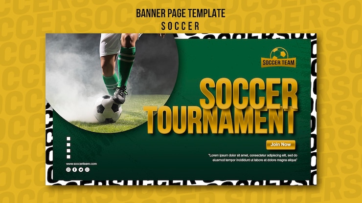 Free PSD tournament school of soccer banner template