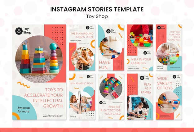PSD gratuito modello di storie di instagram di concetto di negozio di giocattoli