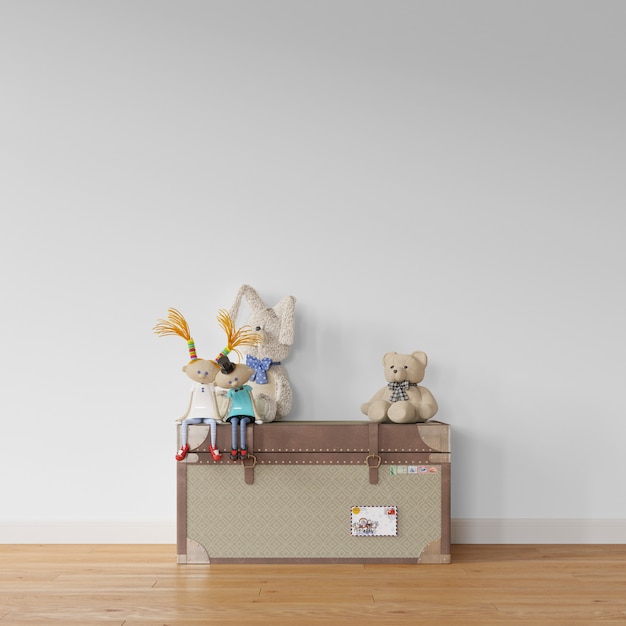 toys on wooden box