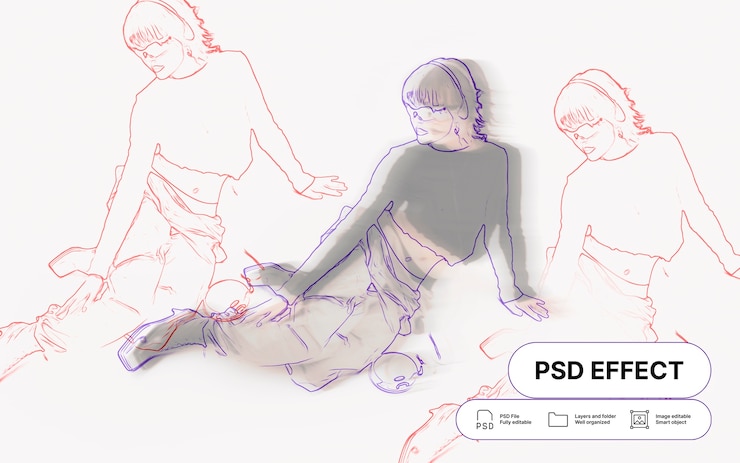 무료 PSD 트레이싱 페이퍼 사진 효과