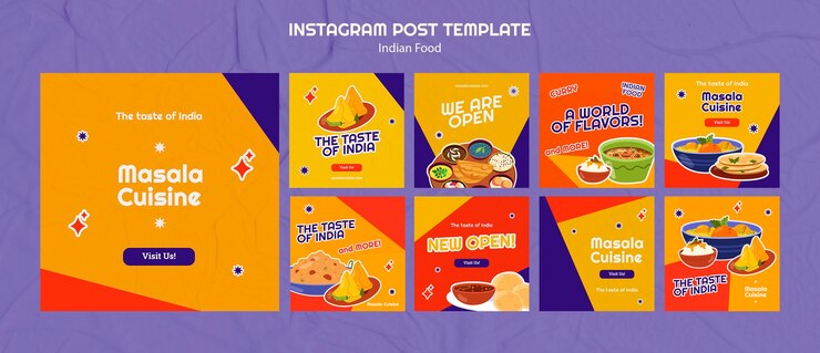 免費 PSD 傳統的印度美食餐廳 instagram 帖子收藏