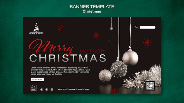 Traditional christmas horizontal banner template