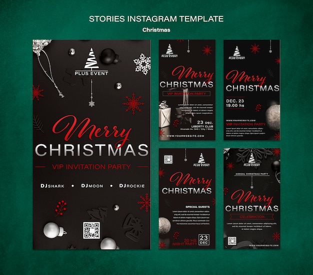 Free PSD traditional christmas ig stories collection