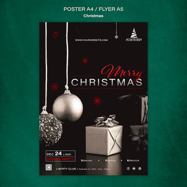 Traditional christmas vertical print template