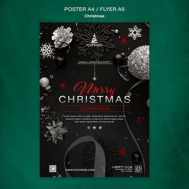 Бесплатный PSD Традиционный рождественский вертикальный шаблон печати