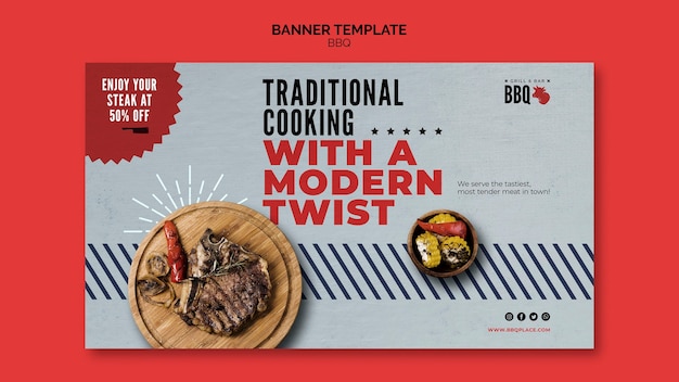 Modello di bandiera di cottura tradizionale barbecue