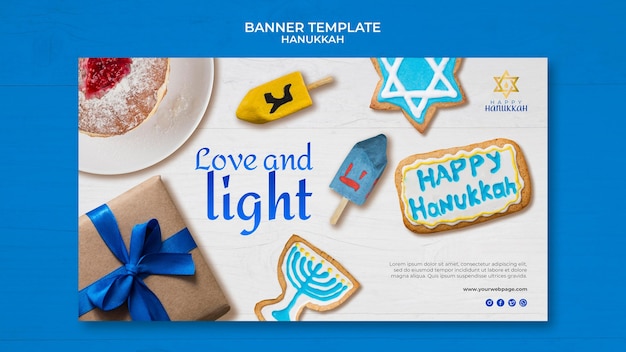 Free PSD traditional hanukkah horizontal banner template