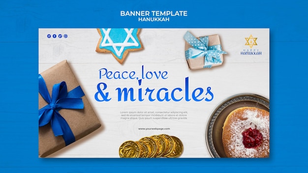 Traditional hanukkah horizontal banner template