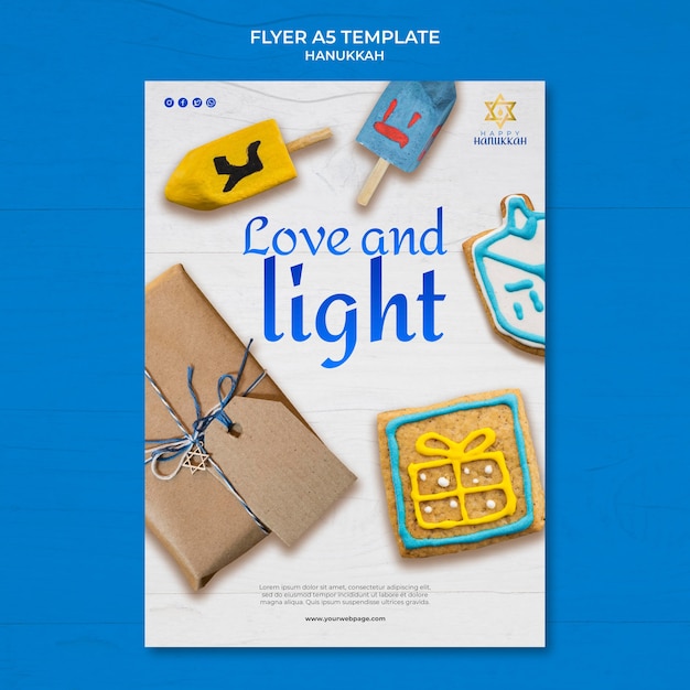 Free PSD traditional hanukkah vertical print template