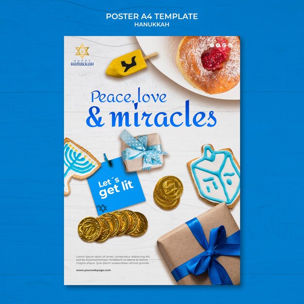 Traditional hanukkah vertical print template