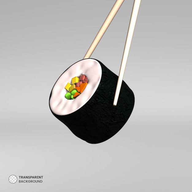 Free PSD traditional japanese sushi icon isolated 3d render illustration