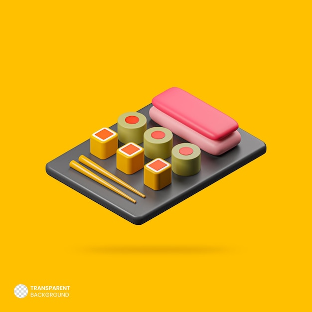 Free PSD traditional japanese sushi isolated 3d icon