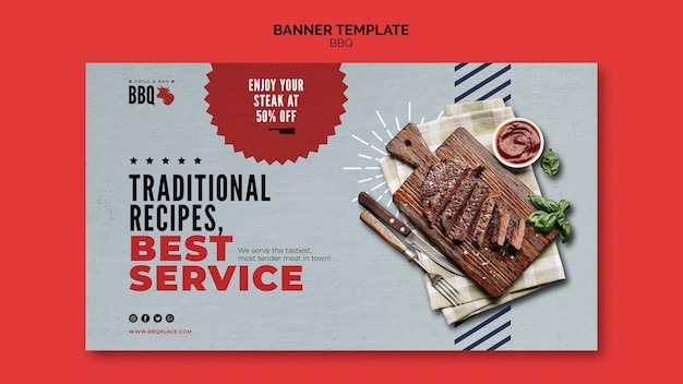 Traditional recipes bbq banner template