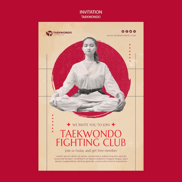 Free PSD traditional tawkwondo martial arts invitation template