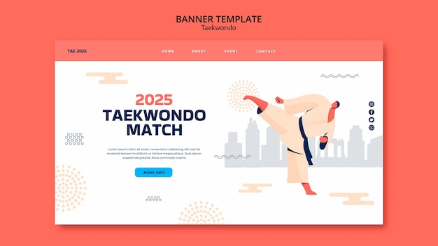 Free PSD traditional tawkwondo martial arts landing page template