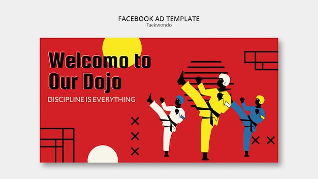 Free PSD traditional tawkwondo martial arts social media promo template