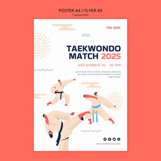 Free PSD traditional tawkwondo martial arts vertical poster template