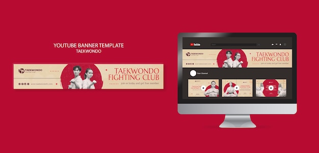 Free PSD traditional tawkwondo martial arts youtube banner template