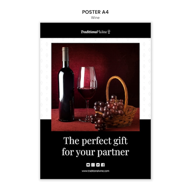 Free PSD traditional wine poster design