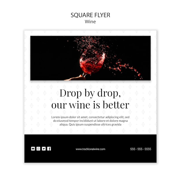 Free PSD traditional wine square flyer design