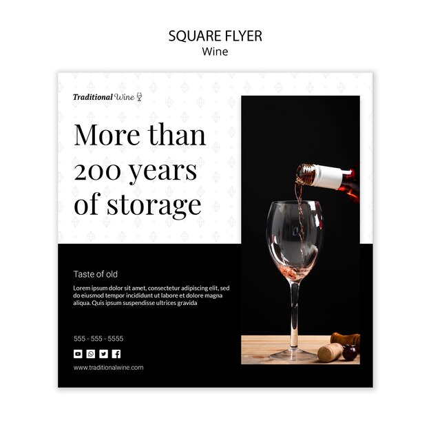 Traditional wine square flyer