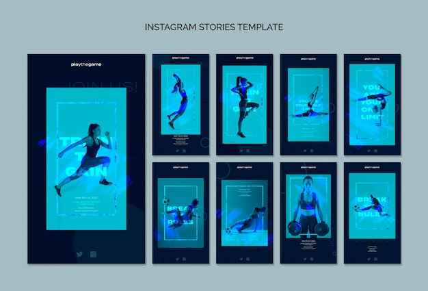 PSD gratuito allenati per ottenere la raccolta di modelli di storie instagram
