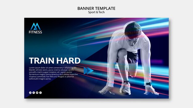 Train hard colorful banner template