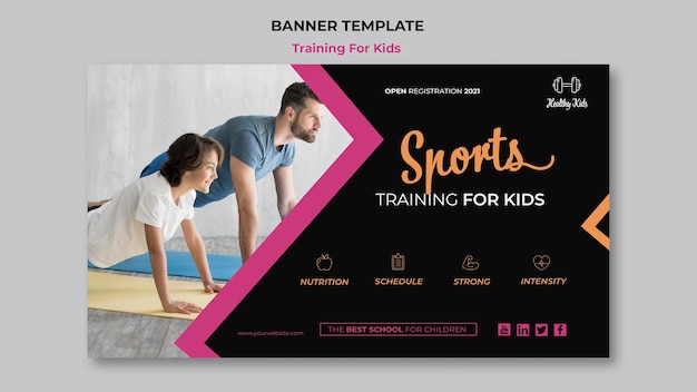 無料PSD 子供向けバナーテンプレートテーマのトレーニング