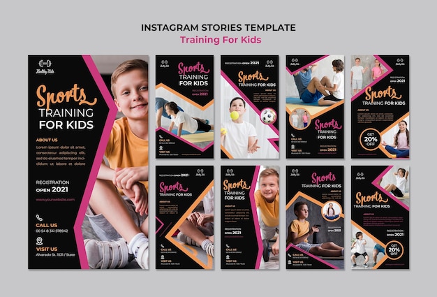 無料PSD 子供のinstagramストーリーのトレーニング