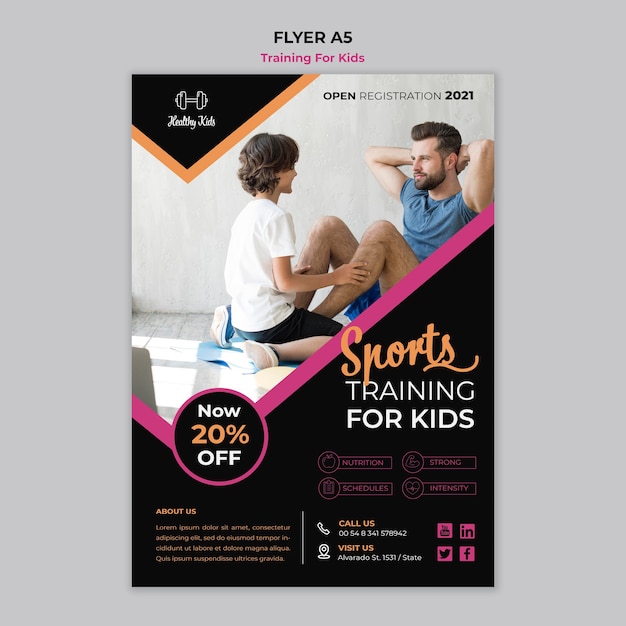 Free PSD training for kids flyer