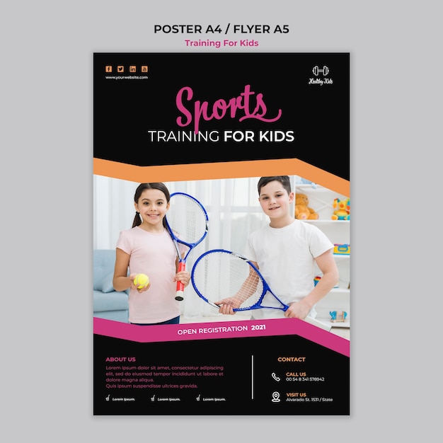 Training for kids poster template theme