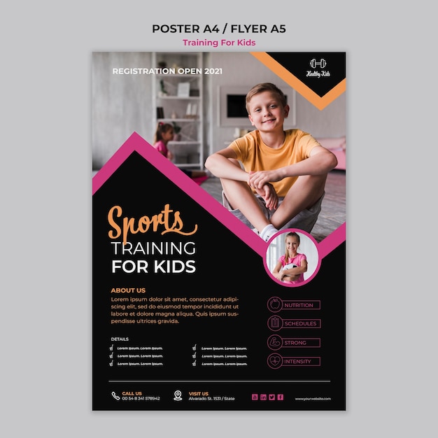 PSD gratuito poster di formazione per bambini