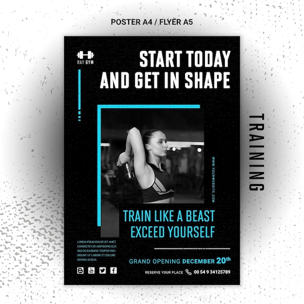 Training poster template with photo