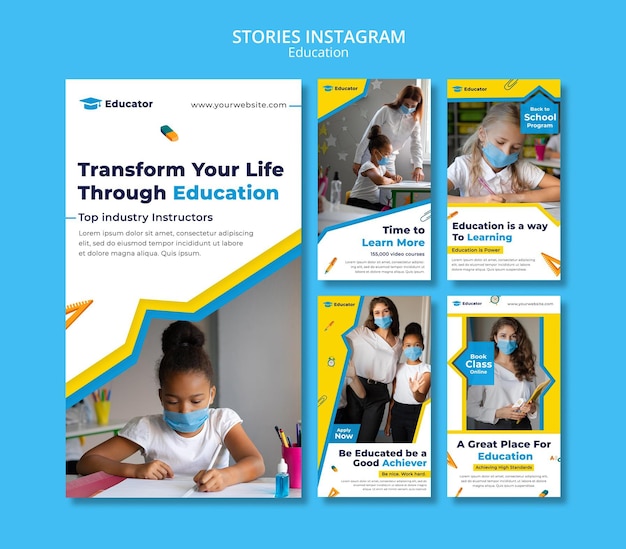 PSD gratuito trasformati attraverso l'educazione storie di instagram