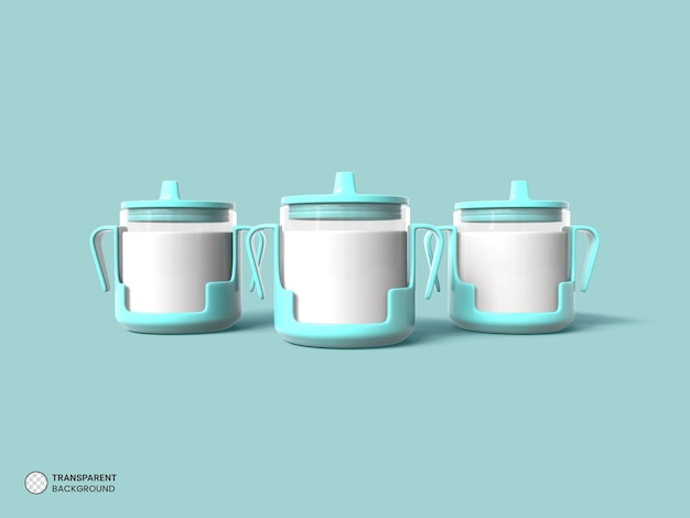 PSD gratuito icona trasparente della tazza del bambino illustrazione di rendering 3d isolata