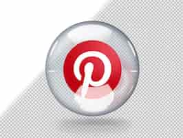 Free PSD transparent glass bubble with pinterest logo inside it isolated on transparent background