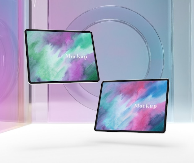 Transparent glass with tablet device collection