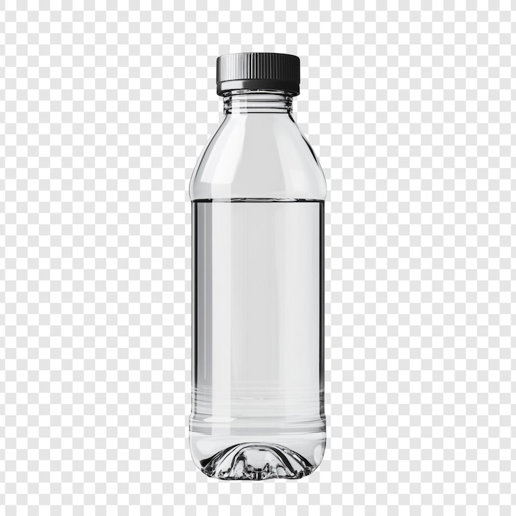 무료 PSD 검은  을 가진 투명 한 플라스틱 병 모형