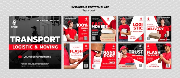 Free PSD transport concept  instagram posts