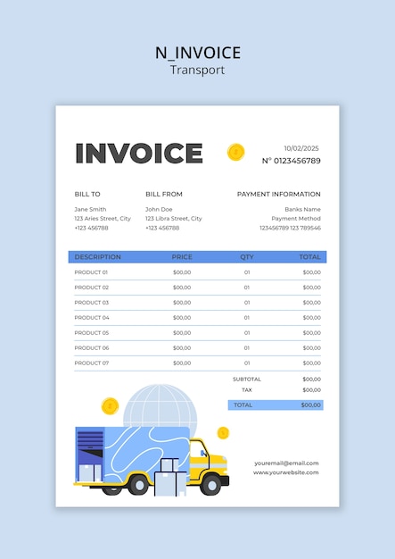transport invoice template design