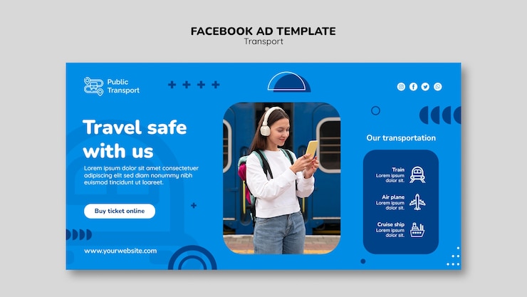 मुफ़्त PSD transport service facebook template