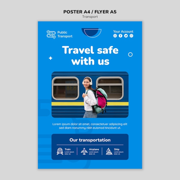 Free PSD transport service poster template