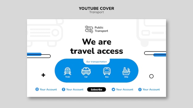 PSD gratuito modello di copertina per youtube del servizio di trasporto