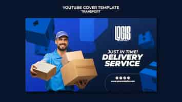 Free PSD transport service youtube cover template