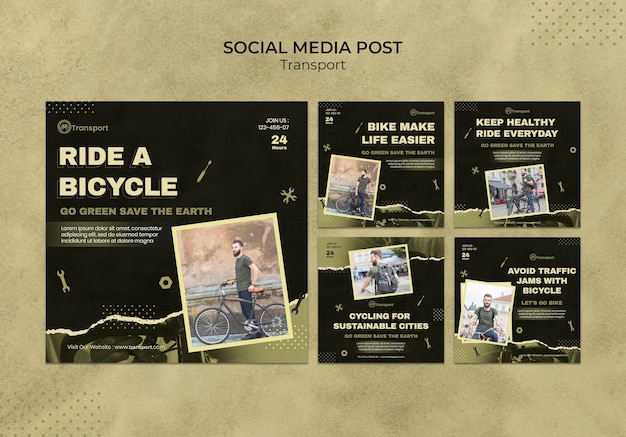 transport social media post template design