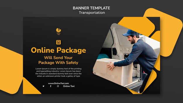 Transportation horizontal banner template with squares