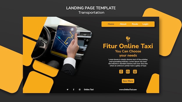 Free PSD transportation landing page template with squares